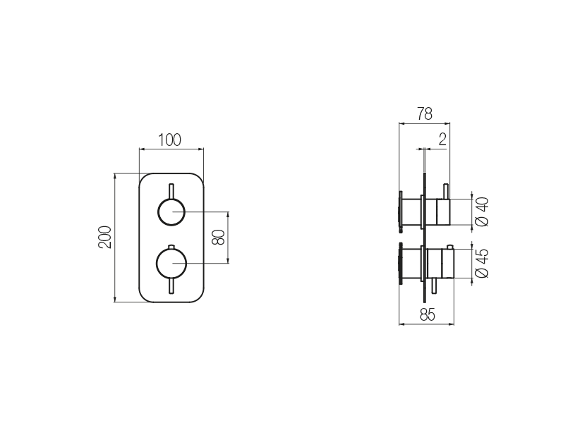 Thermostat-Brausearmatur mit integriertem 2-Wege-Umsteller