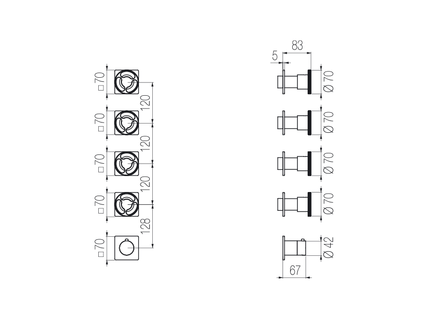Thermostat-Brausearmatur mit 4-Wege-Ventil